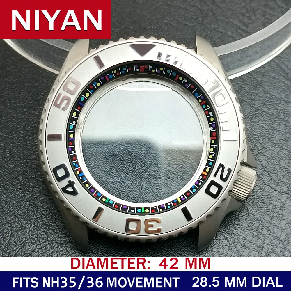 Premium Silvery Steel Watch Case with Sapphire Glass Bezel – 42mm