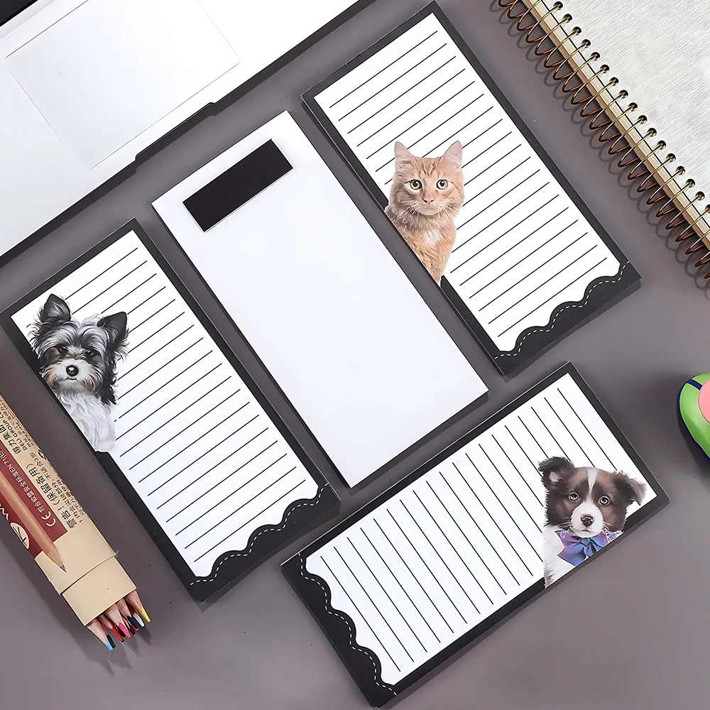 Korean Cute Cat Dog Magnetic Planners Magnet Fridge Note Memo Pad Notepad Shopping Check To Do List Refrigerator Notebook Agenda