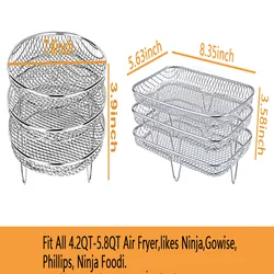 Three-Tier Stainless Steel Dehydrator Rack & Tray Set (Circular rectangle)