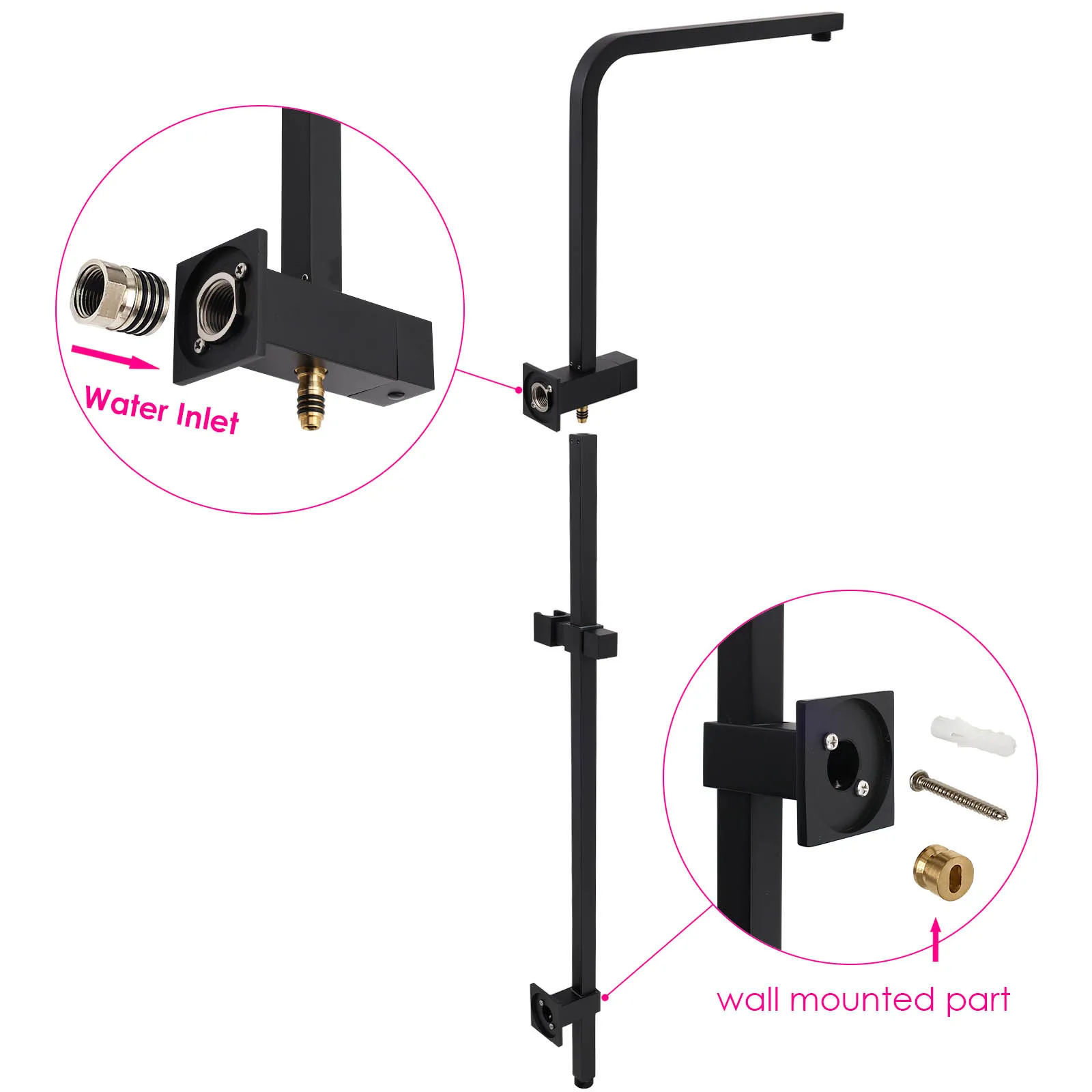 **Sydney Stock** KYLINS Black 8/10/12/16'' Square Rain Shower Head Hand Held Sliding Rail 2 In 1 Wall Arm Diverter Set WELS