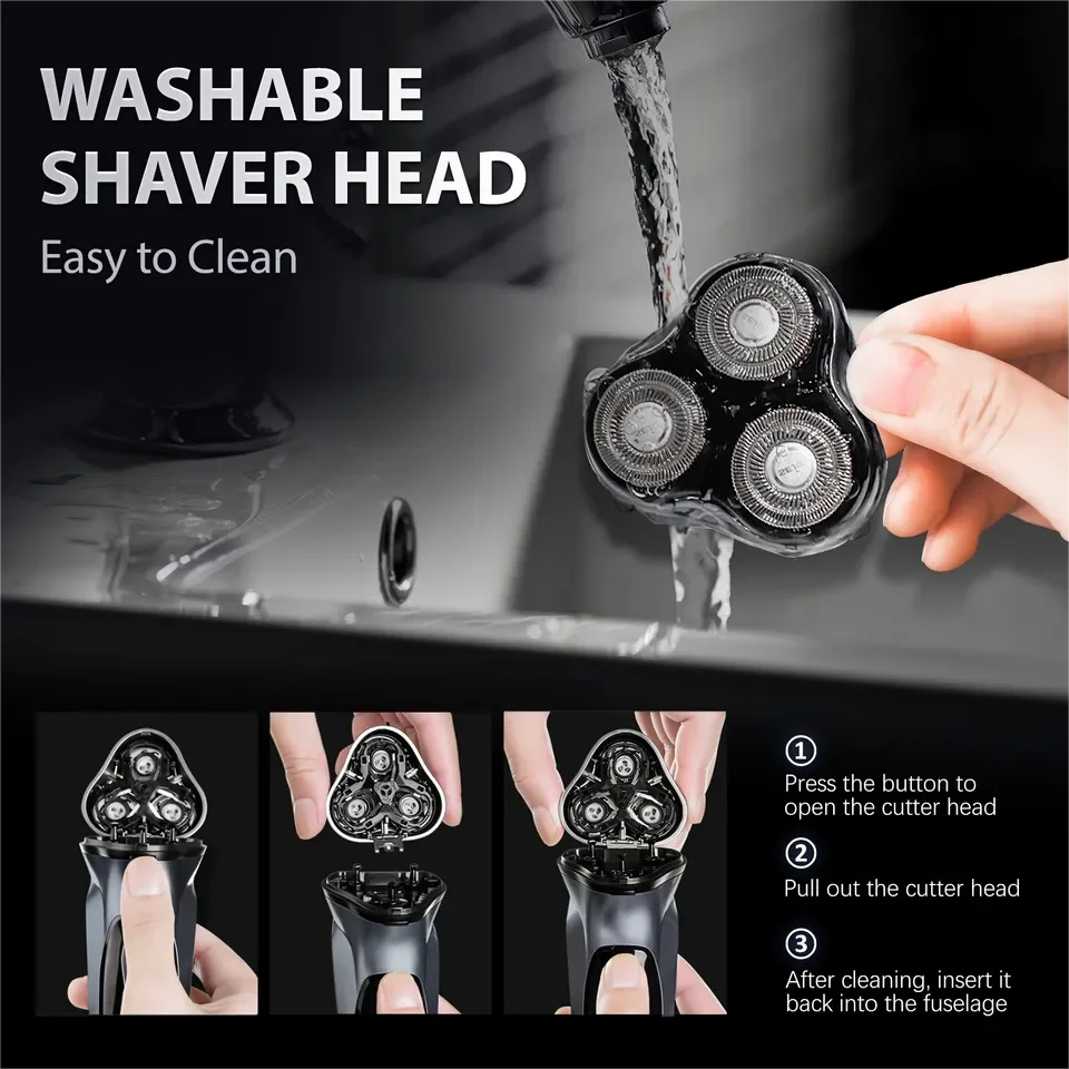 SEJOY Rechargeable Wet & Dry Use Electric Shaver Pop-up Hair Trimmer Rotary Shaving Machine Razor 5