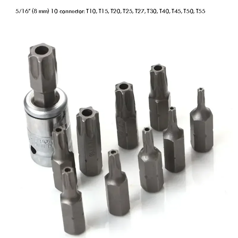 60 Piece Torx Bit Socket Set - 1/4 Drive Torx & External Star Sockets For Auto & Motorcycle Repair