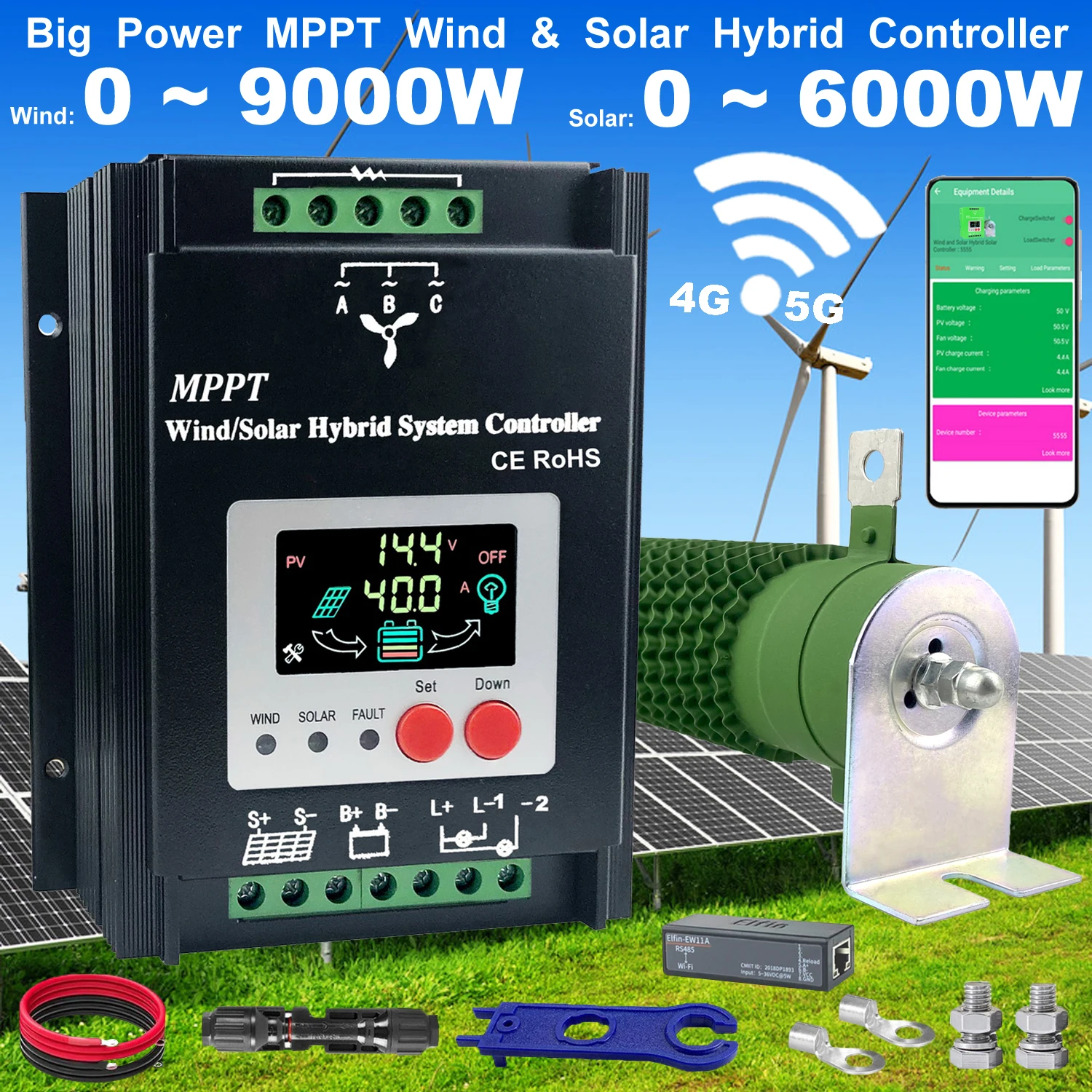 1600w Système Hybride Solaire Et éolien Contrôleur De Charge MPPT 600w