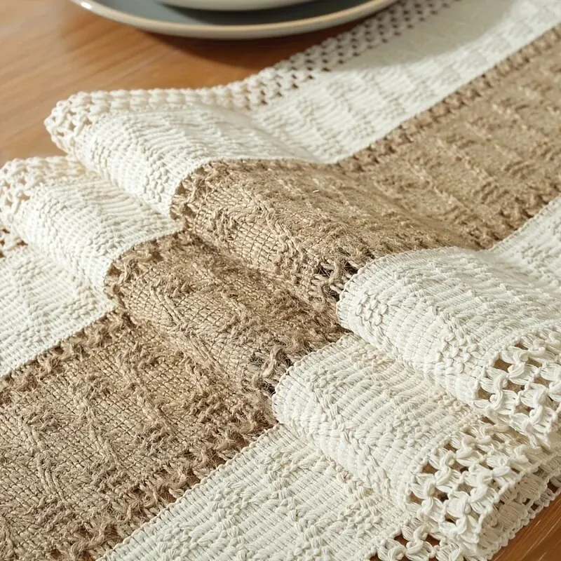 Table Runner Bohemian Macrame Crochet with Tassels Style for Weddings Dining Parties HomeDecor 1pc