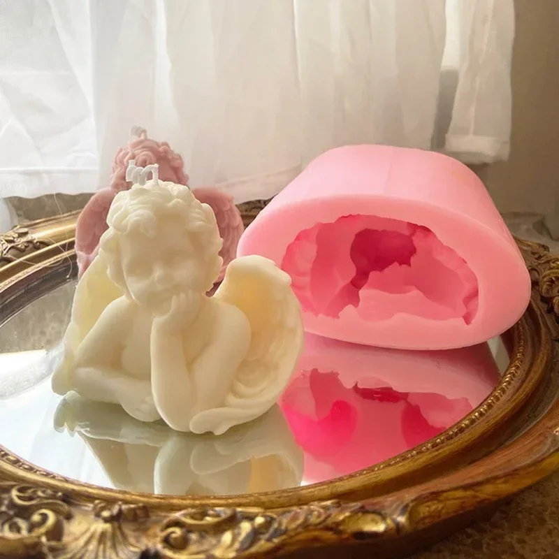 

2024 DIY Candle Mold 3D Little Angel Candle Homemade Decoration Baby Plaster Cake Silicone Mould