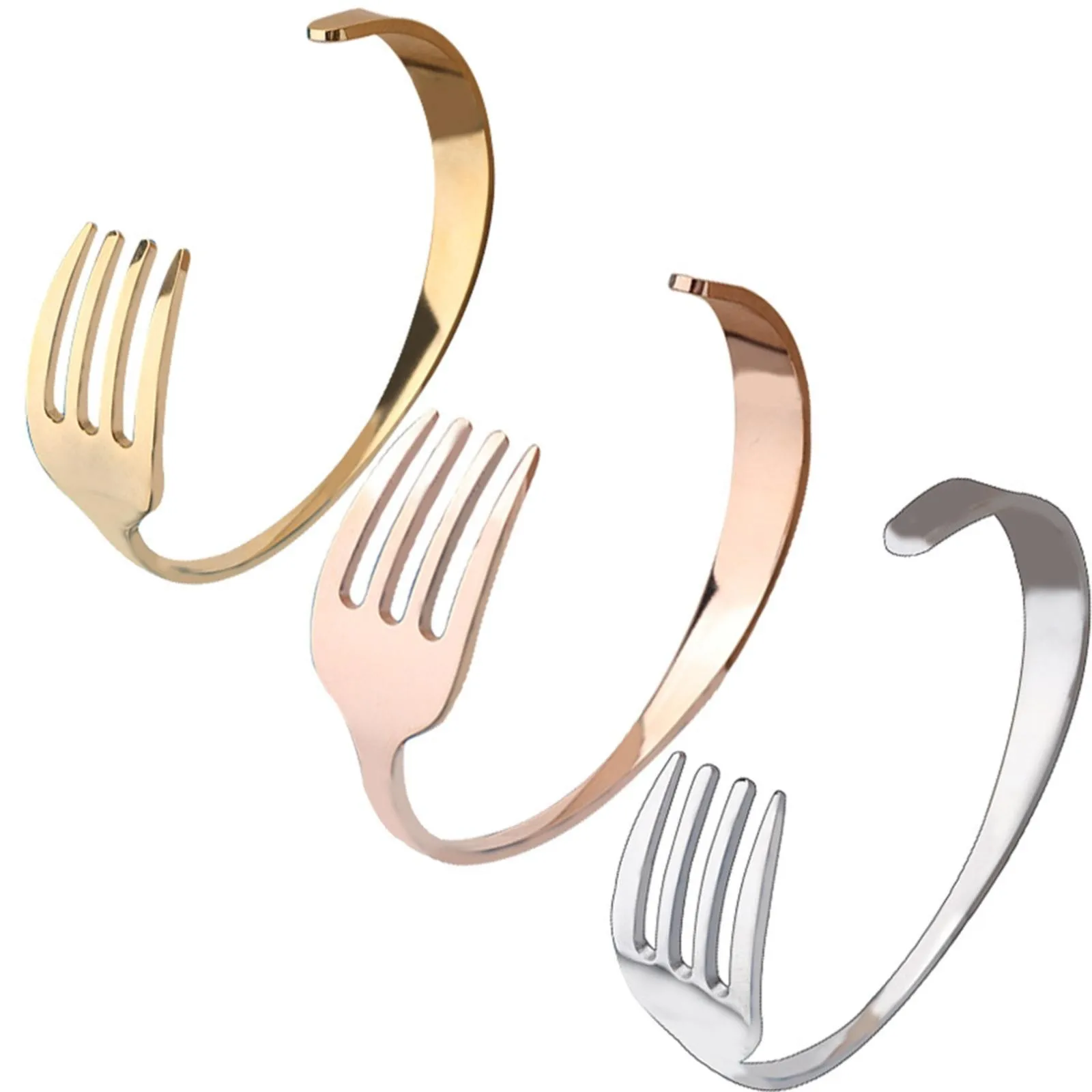 Creative Stainless Steel Fork Bracelet Gift Couple C Type Open Bracelet Watch Altimeter Cheap Things With