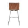 Mason Contemporary Swivel Counter Stool in Stainless Steel, Walnut Wood, and Black Faux Leather by LumiSource - Set of 2 5