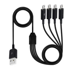 4 - in - 1 Multi USB Charging Splitter Cable - 20cm (Black)