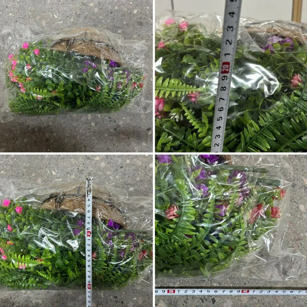 34cm Artificial Flowers Basket With Hanging Hook Faux Silk In Coconut Lining Basket Petunia Spring Home Porch Garden Decoration