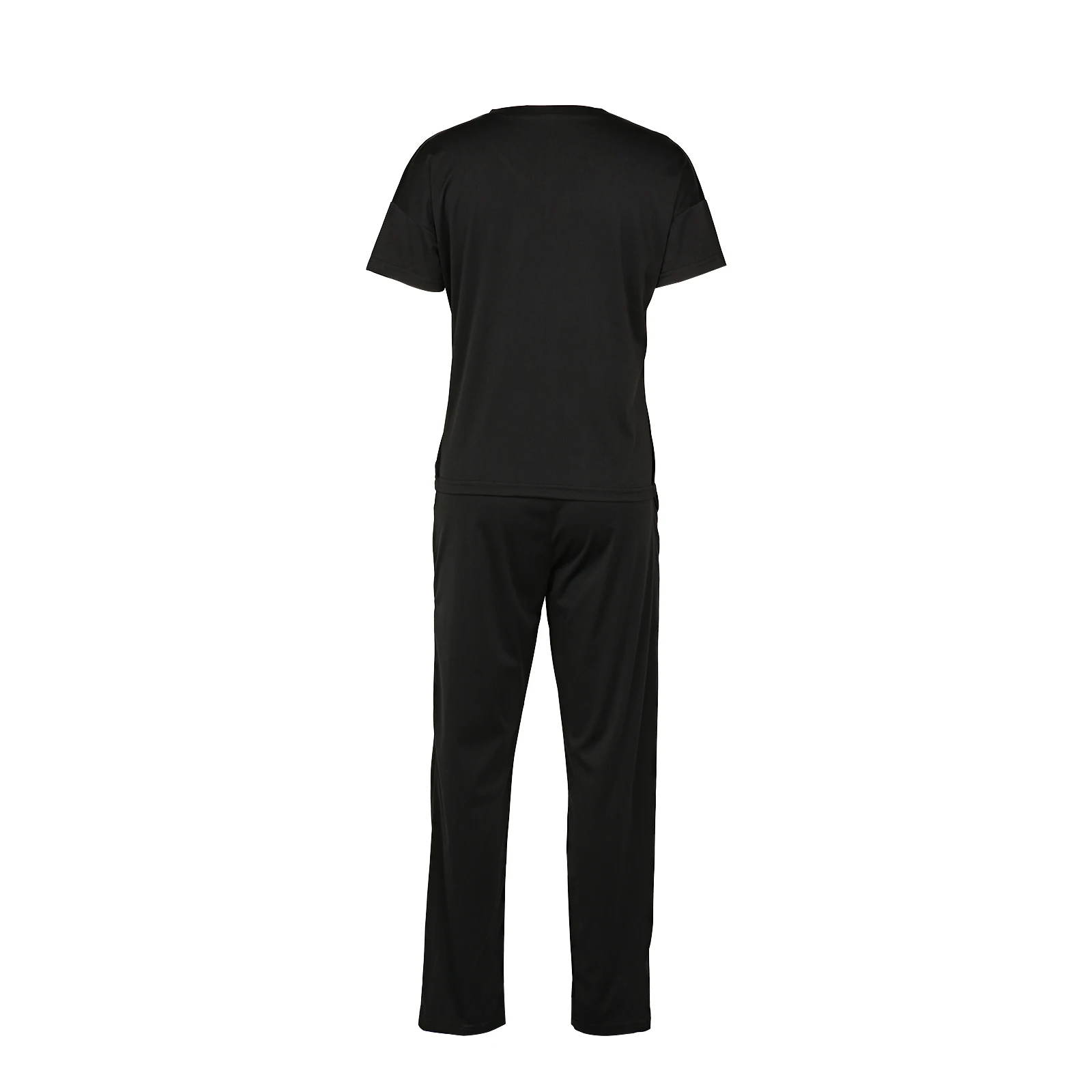 Loose Casual Two Piece Set Women V-Neck Short-Sleeved T-shirt High-Waist Lace-Up Slim Trousers Solid Colors Sports 2 Piece Sets