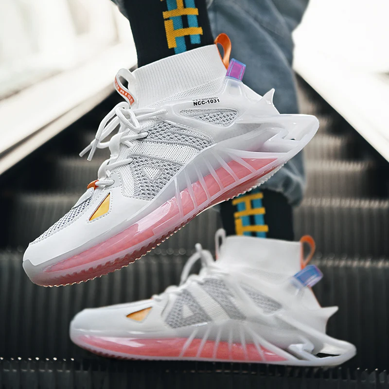 

Autumn Winter Mesh Running Blade Shoes New Sport Shoe Outdoor Non-slip Comfortable Breathable Sneakers Jogging Men High Tops 46