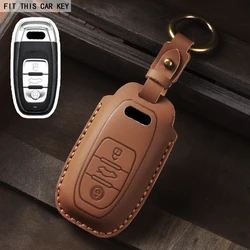 Premium Leather Car Key Case Cover - Sleek and Durable Protection (Brown)