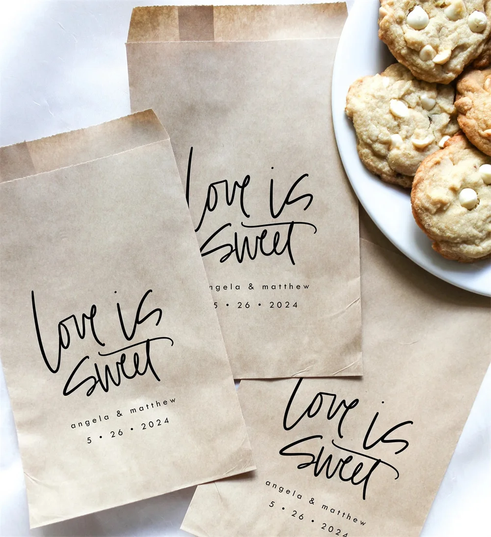 

50pcs Love is Sweet Favor bag || Wedding favor bag, Party favor bag, Cookie bag, Donut bags, Wedding candy bags, Wedding thank