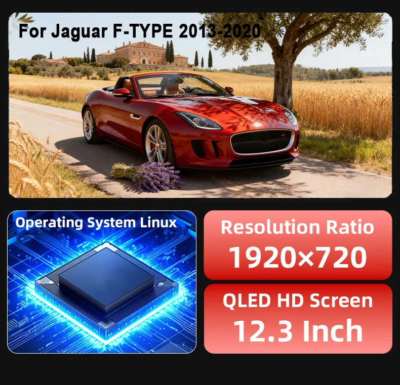 For Jaguar F-TYPE 2013-2020 Carplay LCD Digital Instrument Cluster Speedometer,D