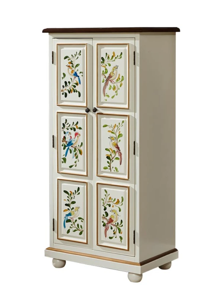 

Home Door Vertical Shoe Cabinet Hall Painted Sideboard European-Style Hallway Simple Solid Wood Entrance Cabinet Furniture