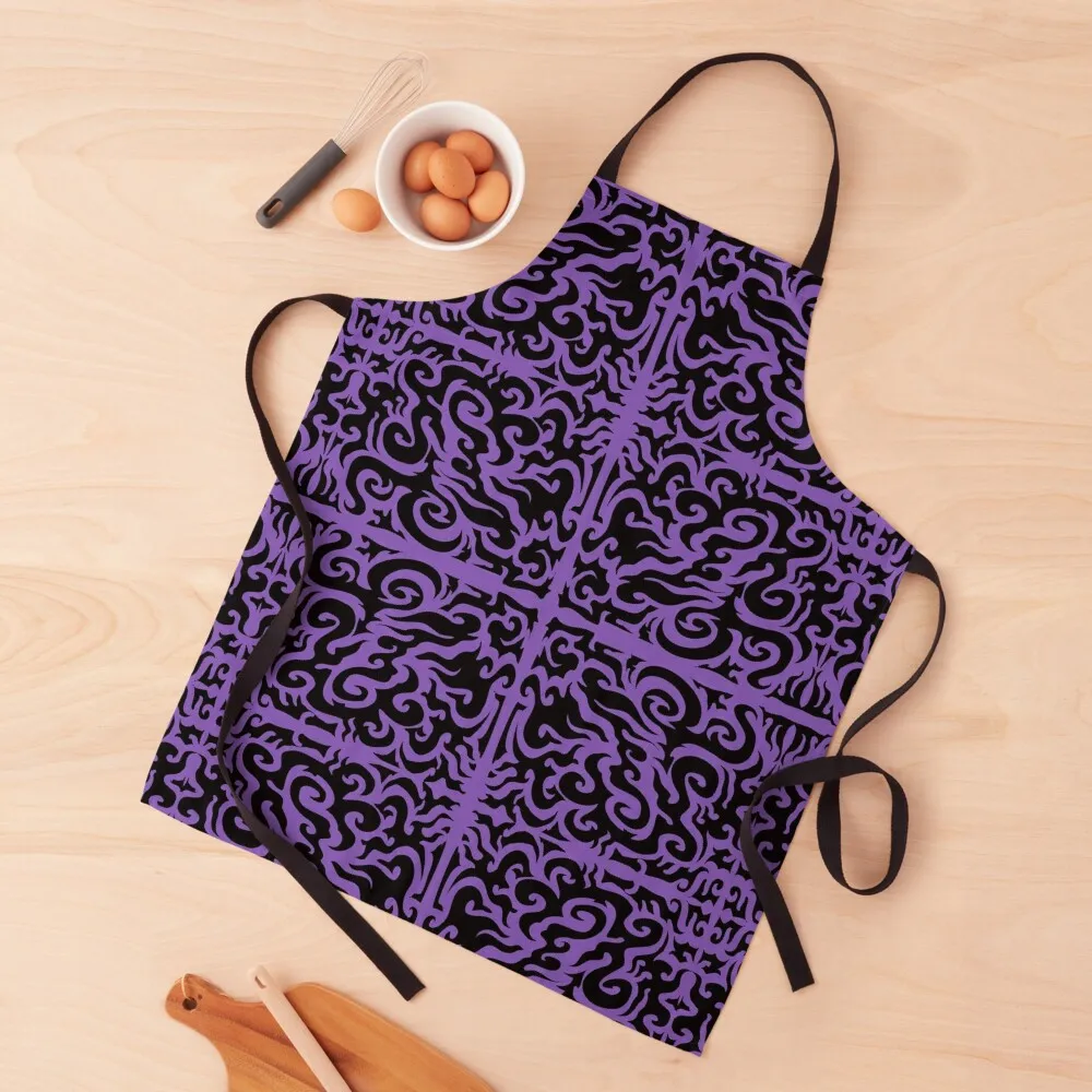 Spooky Purple Damask Brocade Pattern Apron Household Items Beauty kitchen and home Kitchen Kawaii Accessories Apron