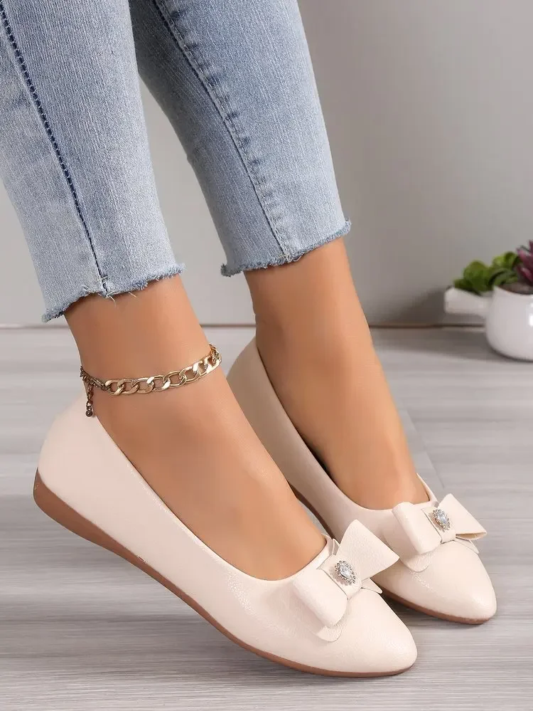ローファー・オックスフォード elizabethstuart Ribbon combination flat shoes EBAL157125 Women Casual Flats Shoes New Bow Elegant Walking Shoes