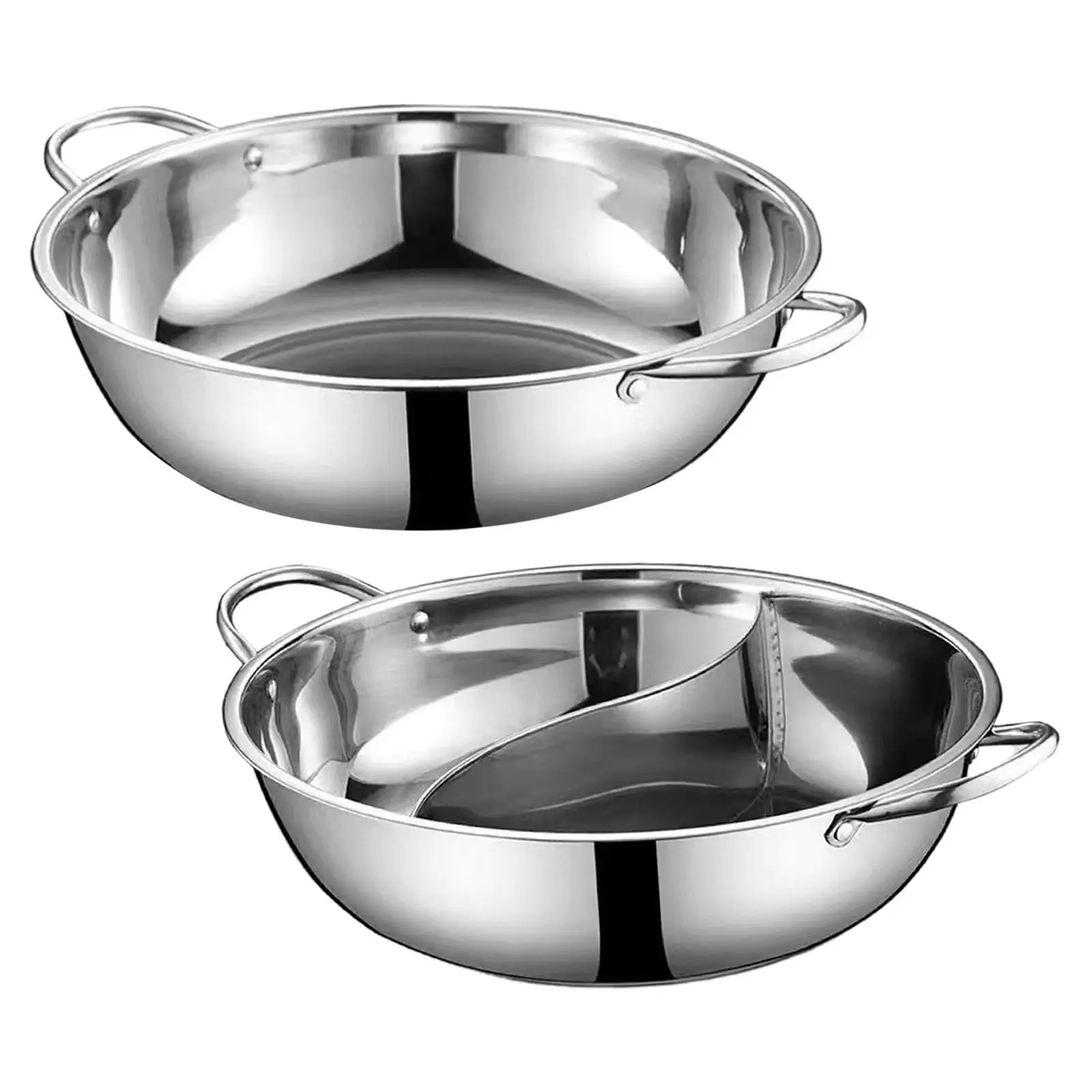 Stainless Steel Hot Pot for Induction Cooker Shabu Shabu Pot Stockpot for Home Barbecue Festivals Family Gathering Restaurant
