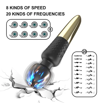 Silicone Soft Magic Wand Vibrators for Women Strong 20 Frequency Vibration Wand Massager Rechargeable G Spot Clitoris Stimulator 2