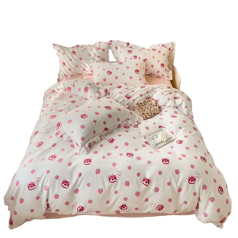 

2024 New Baby Toddler Aerobic Class A Cotton Double Layer Yarn Printing Four-piece Set 1.5m Bed Sheet Kit