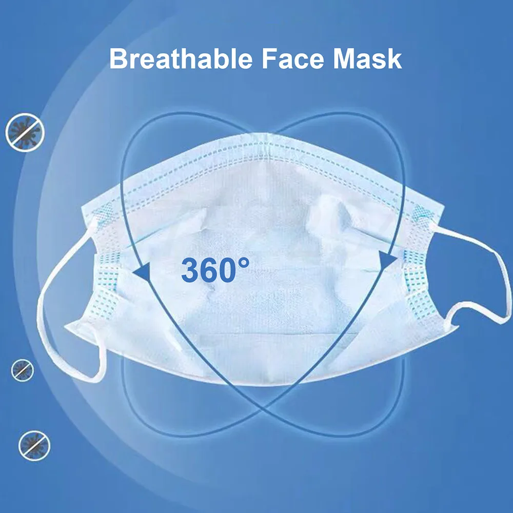 Masque chirurgical Type IIR bleu déplié, montrant les trois plis et les élastiques, protection fiable.