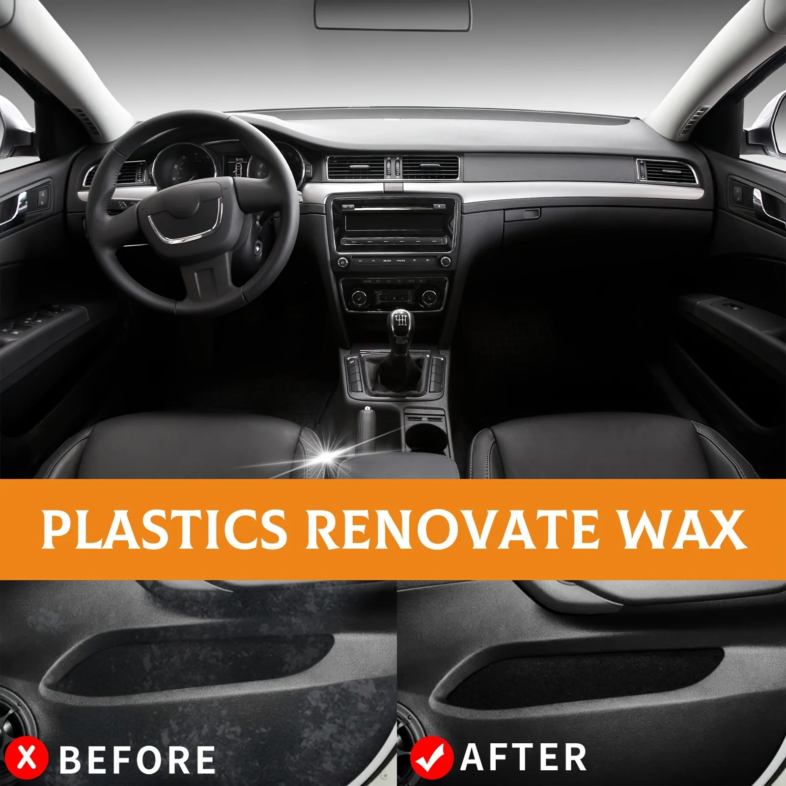 Car Interior Renewal Kit Crystal Plating Wax Dashboard & Plastic Faux Leather Seat Restorer Tire Shine Coating Paste