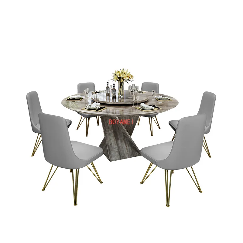 

Роскошный стол-пещера Locke Vuitton, круглый поворотный стол, европейская постмодернизированная простая мебель для дома, стол на 6 8 человек