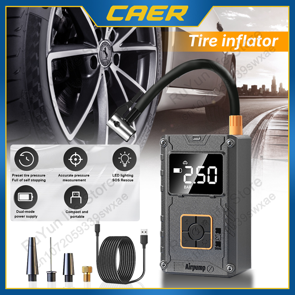 Wireless Air Pump Portable Electric Tire Inflator with Digital Display 120W Mini Air Compressor Injector for Bicycles Motors