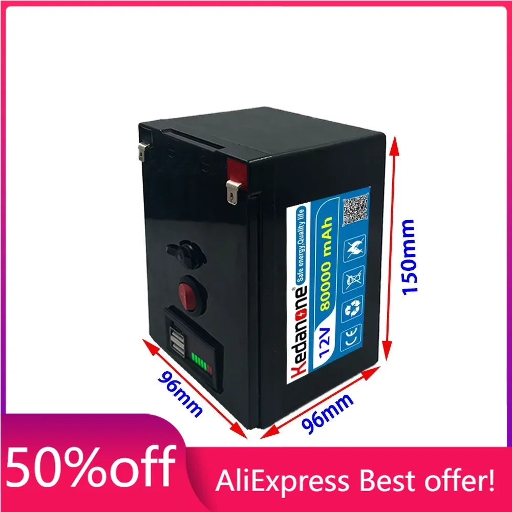 

New 12V 80Ah-120Ah18650 lithium battery pack 3S7P built-in high current BMS for sprayers,carts electric vehicle batterie+charger