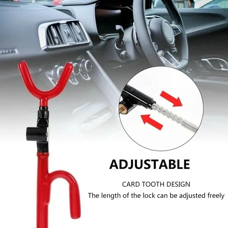 Steering Wheel Lock Car Lock Safety Lock Twin Bar Anti-Theft Security System Adjustable Length Hook With 2 Keys