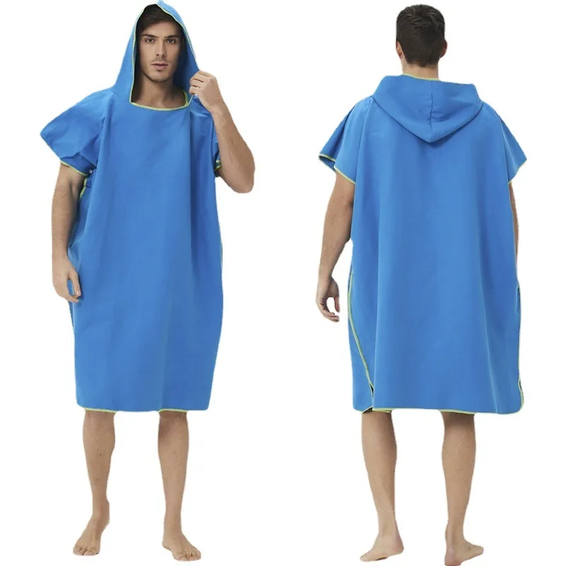 Quick-drying cloak double-sided fleece hooded bath towel Absorbent quick-drying diving swimming beach adult change bathrobe