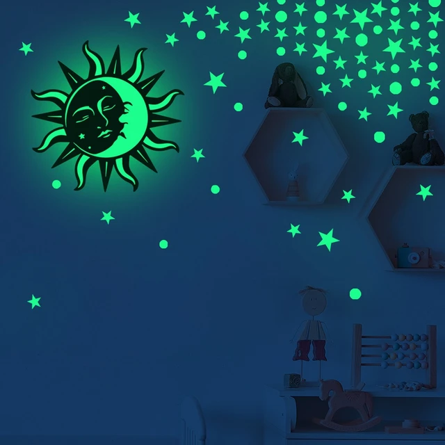 Luminous Cartoon Sun Stars Glow In The Dark Stickers Fluorescent Wall  Stickers For Kids Rooms Bedroom Nursery Ceiling Wall Decor - Wall Stickers  - AliExpress