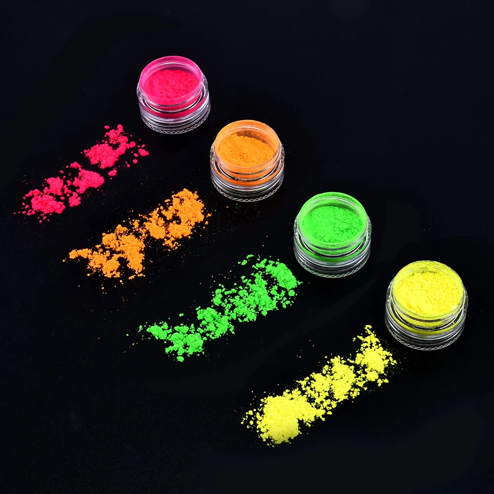 6 Colors Fluorescent Neon Powder Eyeshadow Glitter Matte Shimmer Glow In Dark Eye Shadow Matte Cosmetics Beauty Makeup for Nails