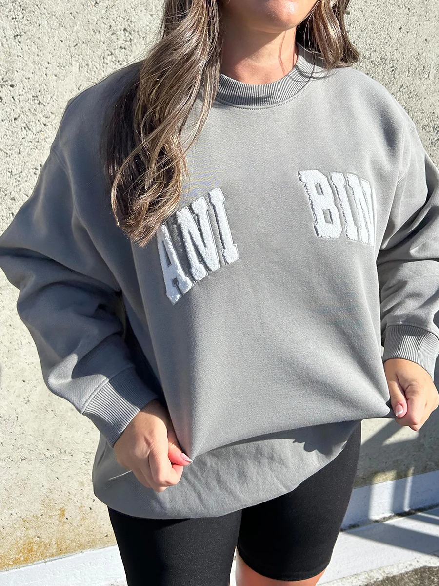 

Velent Letter Sweatshirt Women Clothing Casual Vintage Cotton Pullover Tops 2024 Autumn Winter Female Loose Fashion Sweatshirts
