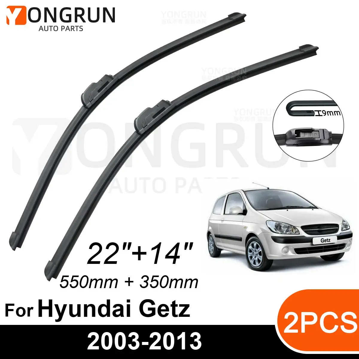 

Стеклоочистители передние Автомобильные для Hyundai Getz 2003-2013, резиновые щетки стеклоочистителя 22 + 14 дюймов, аксессуары для лобового стекла автомобиля