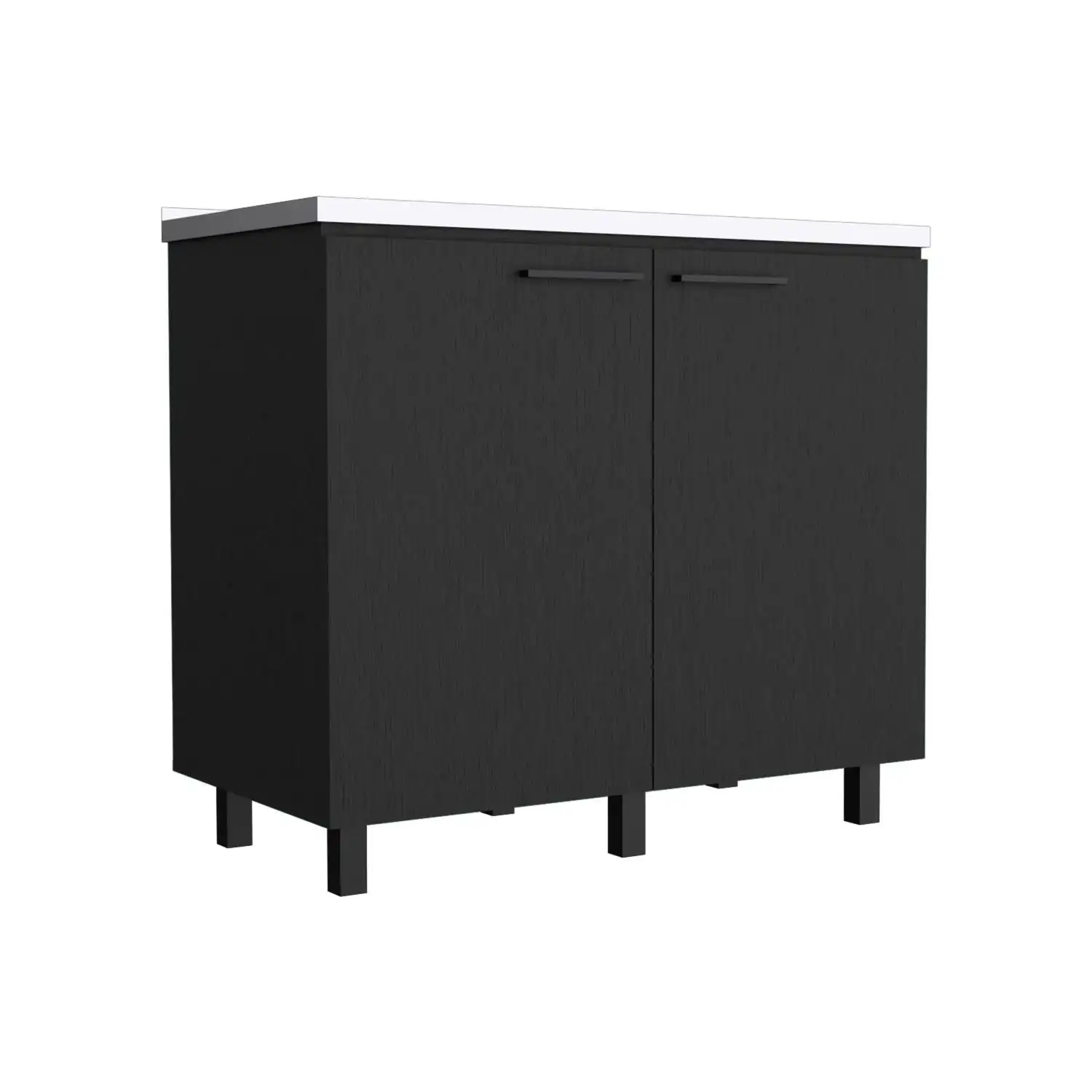 Napoles 2 Utility Sink with Cabinet, Stainless Steel Countertop, Interior Shelf Black 4