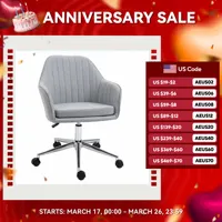 Vinsetto Mid-Back Task Chair, Fabric Home Office Chair, Swivel Desk Chair with Tub Shape Design & Lined Pattern Back, Beige 1
