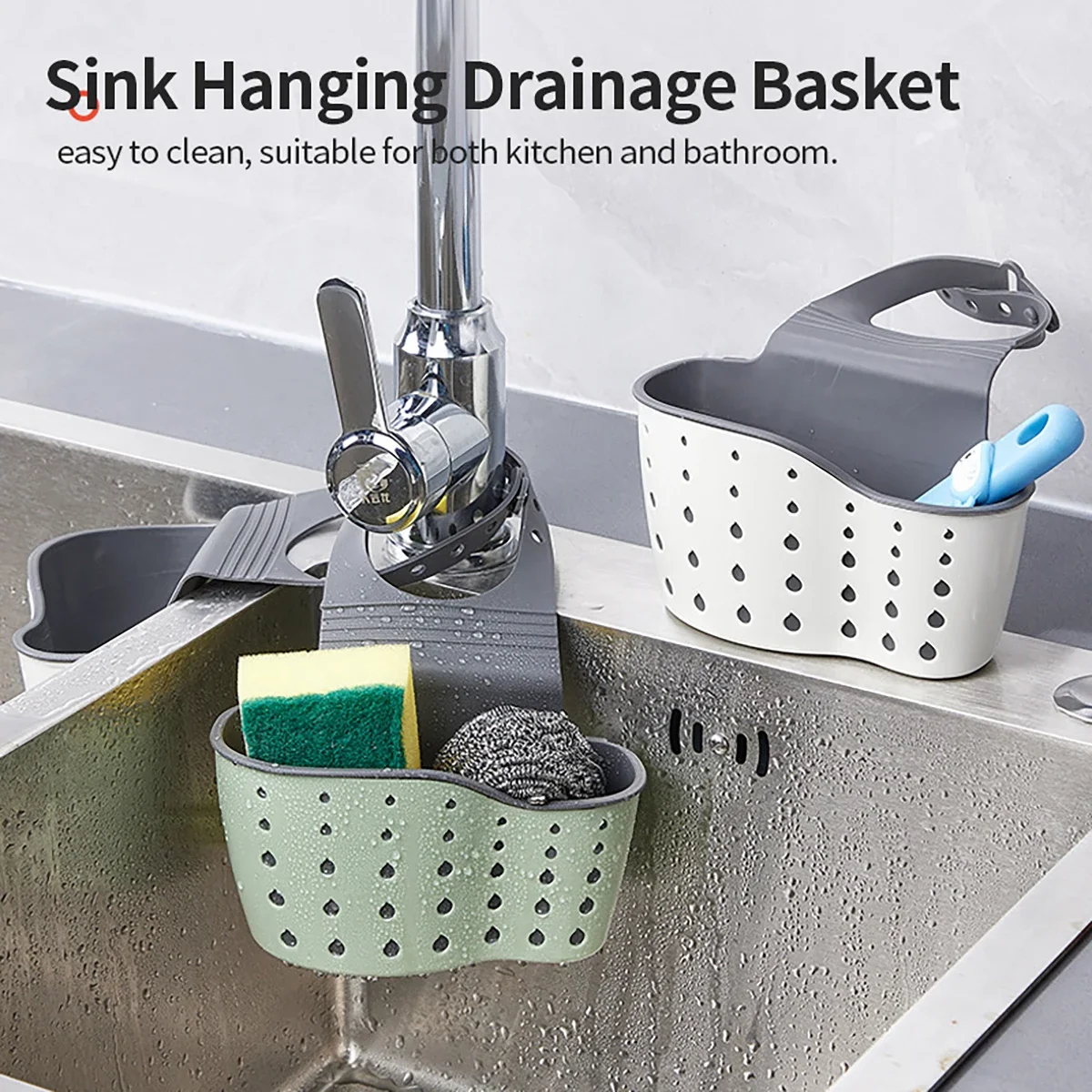Hanging Bag Organizer Double-layer Kitchen Sink Shelf with Strong Load-bearing Design Easy-to-install Hanging Basket for Soap
