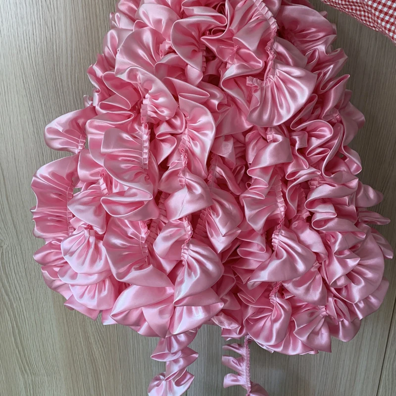 10 미터 5.5cm 프릴 레이스 가장자리 트림 반짝 이는 새틴 Pleated 리본 패브릭 가장자리 밑단 DIY 드레스 꽃다발 커튼 실내 장식 공예