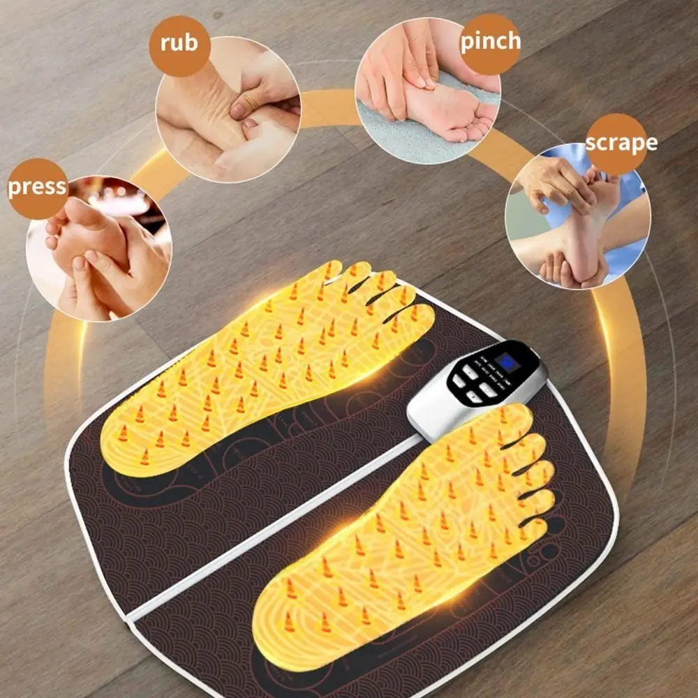 Electric EMS Foot Massager Pad with Remote Control Foldable Foot Circulation Massager Fatigue Release 8-Mode