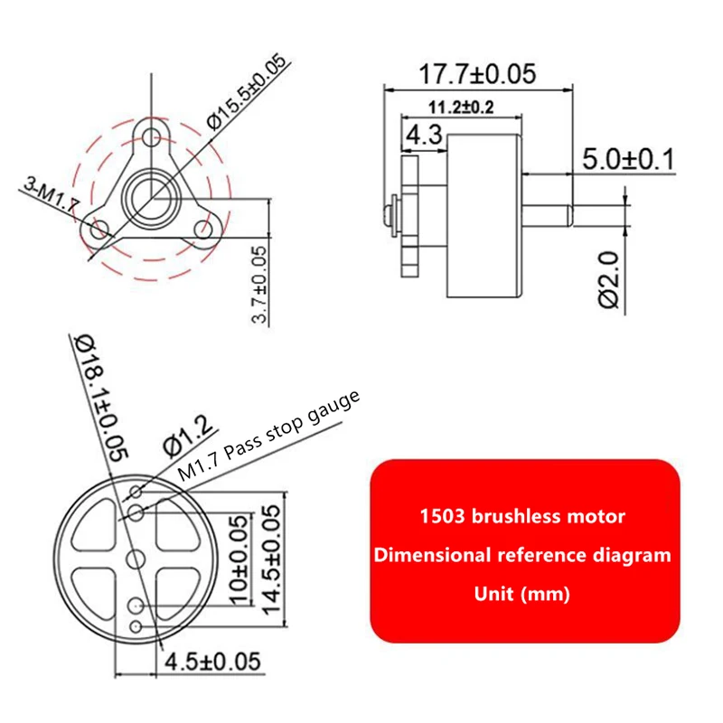 1503 3.7V 7.4V 10A 2750KV Tiny 3-phase Brushless Motor High Speed Engine 1.5mm Shaft For DIY RC FPV Drone Quadcopter Aircraft