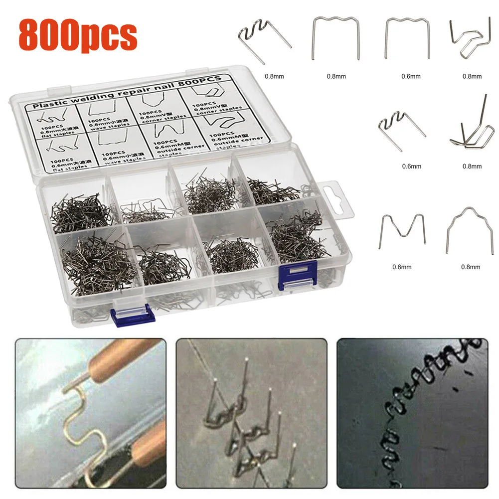 soldering irons & stations 800pcs Welding Nails 0.6mm 0.8mm Plastic Welder Staples Soldering Supplies For Car Bumper Bodywork Plastic Stapler Repair Kit inverter welder