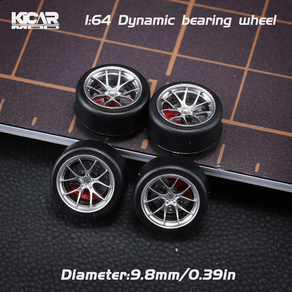 1/64 스케일 레진 베어링 휠 고무 타이어 브레이크 디스크 세트 (핫휠 토미카 ..
