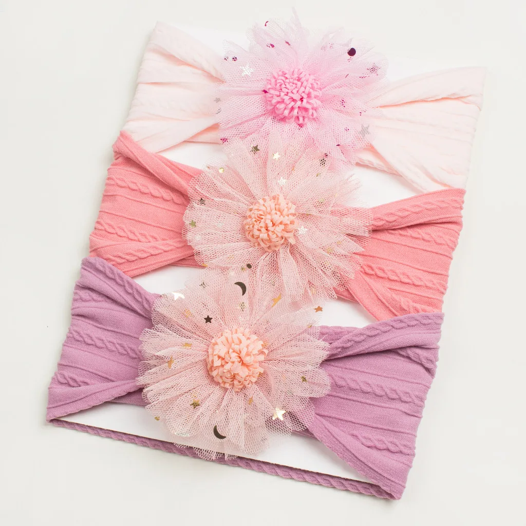 새로운 여아용 꽃무늬 자카드 헤어밴드, 통기성 좋고 신축성 있는 용 부드러운 머리 보호 헤어 액세서리