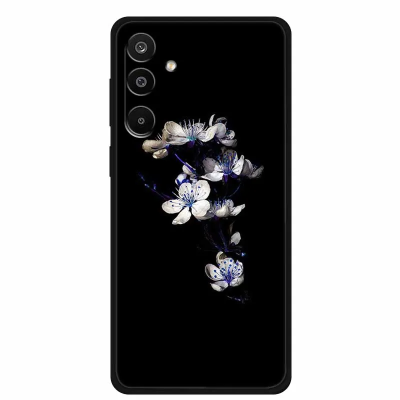 Floral Printed Silicone Phone Case - Black TPU Cover