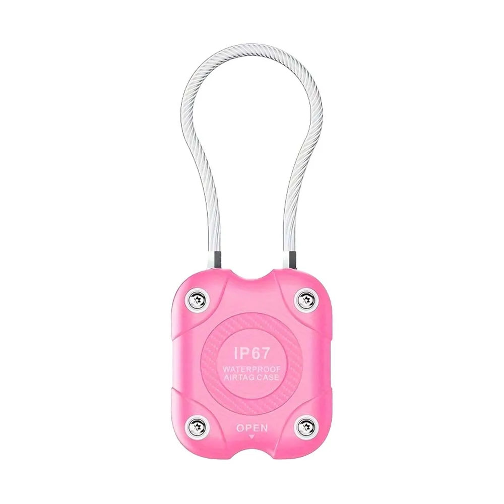 Secure Lock AirTag Holder with Wire Cable - 360° Hard Protective Keychain Case