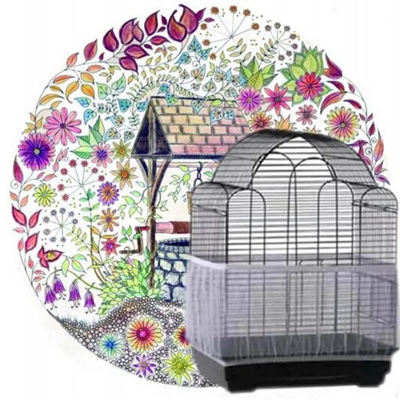 Nylon Mesh Bird Cage Cover Shell Skirt Net Easy Cleaning Seed Catcher Guard Bird Cage Accessories Airy Mesh Parrot Net bird cage cover bird cage bird cage accessories