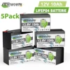 5Pack 12V 10Ah Lithium LiFePO4 Battery 4000+ Deep Cycles LiFePO4 Battery with 10A BMS,for UPS,Lighting,Power Wheels,Fishfinder 1