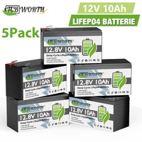 5Pack 12V 10Ah Lithium LiFePO4 Battery 4000+ Deep Cycles LiFePO4 Battery with 10A BMS,for UPS,Lighting,Power Wheels,Fishfinder 1