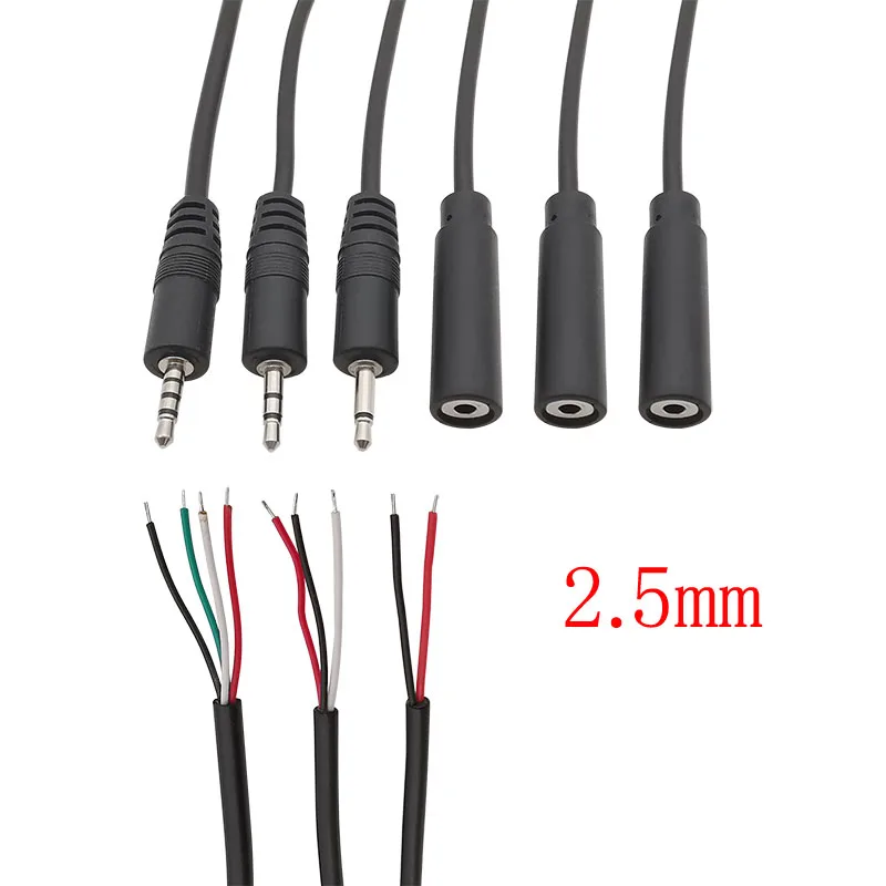 1 pz 2.5/3.5mm spina maschio/Jack femmina Mono/Stereo AUX 2/3/4 poli a filo nudo connettore fai da te Audio riparazione cuffie cavo di prolunga